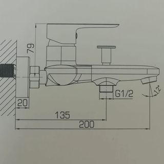 Grifo monomando bañera cromo Cassio - Imagen 2
