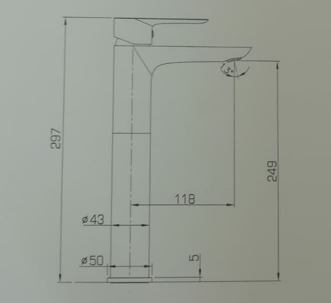 Grifo monomando lavabo caño alto cromo Cassio - Imagen 2