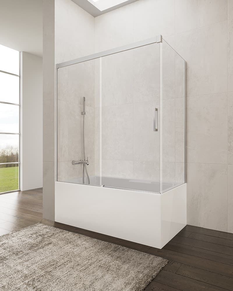 Mampara de bañera corredera - AXIA SF-V + F1-V - Relax srl - de vidrio  templado / 1 hoja / vidrio transparente