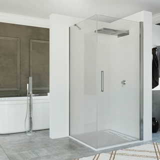 Mampara fijo 89,5cm + puerta abatible 56,5cm - Imagen 1